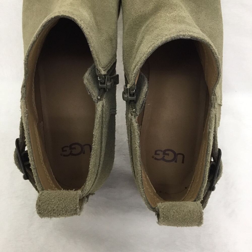 UGG Kelsea Antilope Suede Buckled Ankle Boots Taupe Green Sz 7 - Picture 5 of 7
